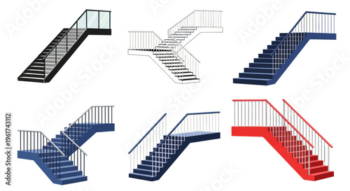Modern Staircase Designs: Set of Diverse Stairways