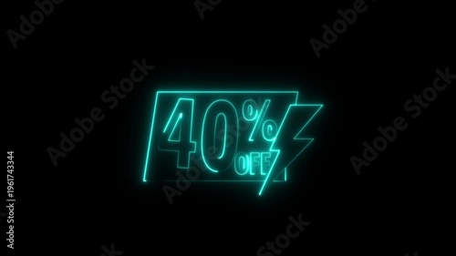 Neon 40 years anniversary celebration sign glowing in dark retro style with light trails neon sign 40th anniversary.
