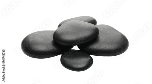 A serene pile of smooth gray stones on transparent background