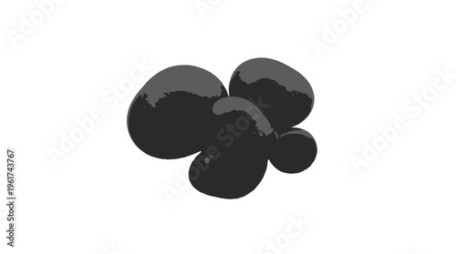 A cluster of smooth dark gray stones on transparent background