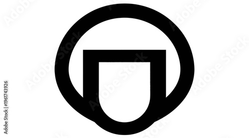 Minimalist Shield Icon within Circular Frame on transparent Background