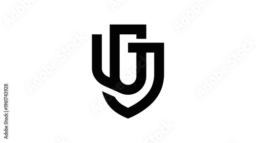 Modern Geometric Shield Monogram Logo on transparent Background