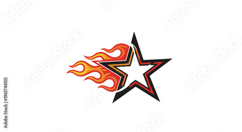 Fiery Star Burst - Dynamic Energy Symbol with Flaming Trail
