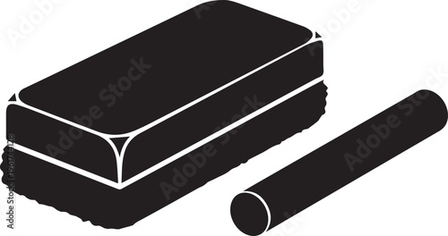 Chalk and eraser vector silhouette illustration, school supplies and education concept