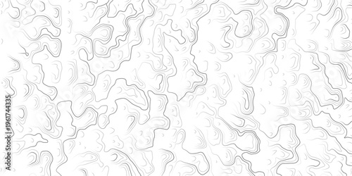 Topographic map illustration with wavy lines and contours on white