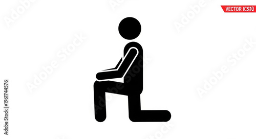 Stick Figure on Knees - A Symbol of Prayer and Submission.