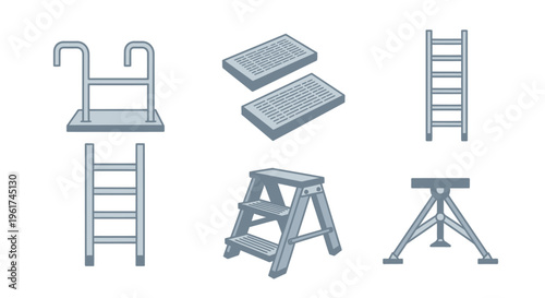 Metal Stools and Ladders for Work.