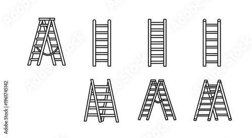 Collection of various ladder types.