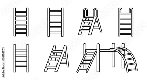 Various types of ladders illustrated.