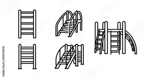 Staircase designs with various railings.
