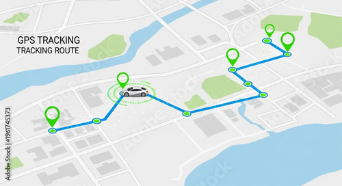 GPS Tracking Route Visualization on a City Map.