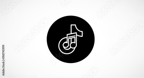 Music Note Icon on Black Circle - A Symbol of Melody and Harmony.