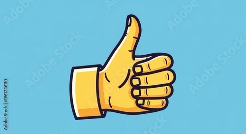 Cartoon Hand Giving a Thumbs Up Gesture on a Blue Background.