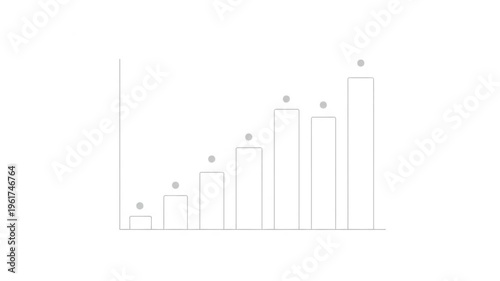 Increasing business growth chart in minimalist style with simple bars and stars in clean white background for finance and statistics