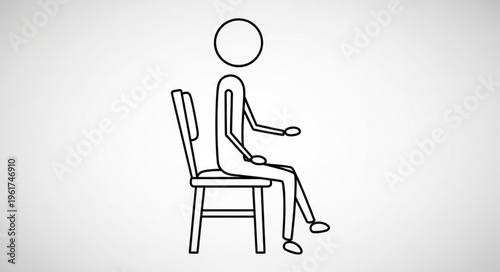 Simple Line Drawing of a Person Sitting on a Chair.