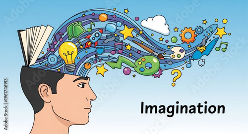 Illustration of Imagination - A Mind Overflowing with Creative Ideas.