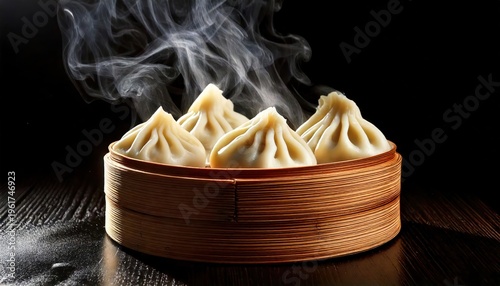 Piping Hot Steamed Momos Releasing Aromatic Steam