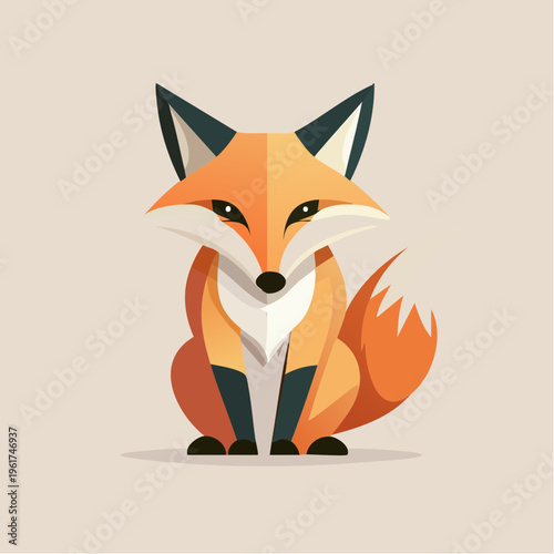 Modern Geometric Fox Icon Design Featuring Minimalist Wildlife Art in Warm Tones and Stylized Sharp Angles