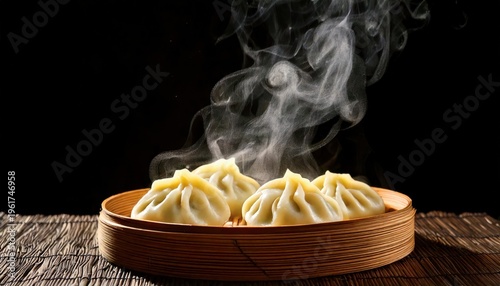 Piping Hot Steamed Momos Releasing Aromatic Steam