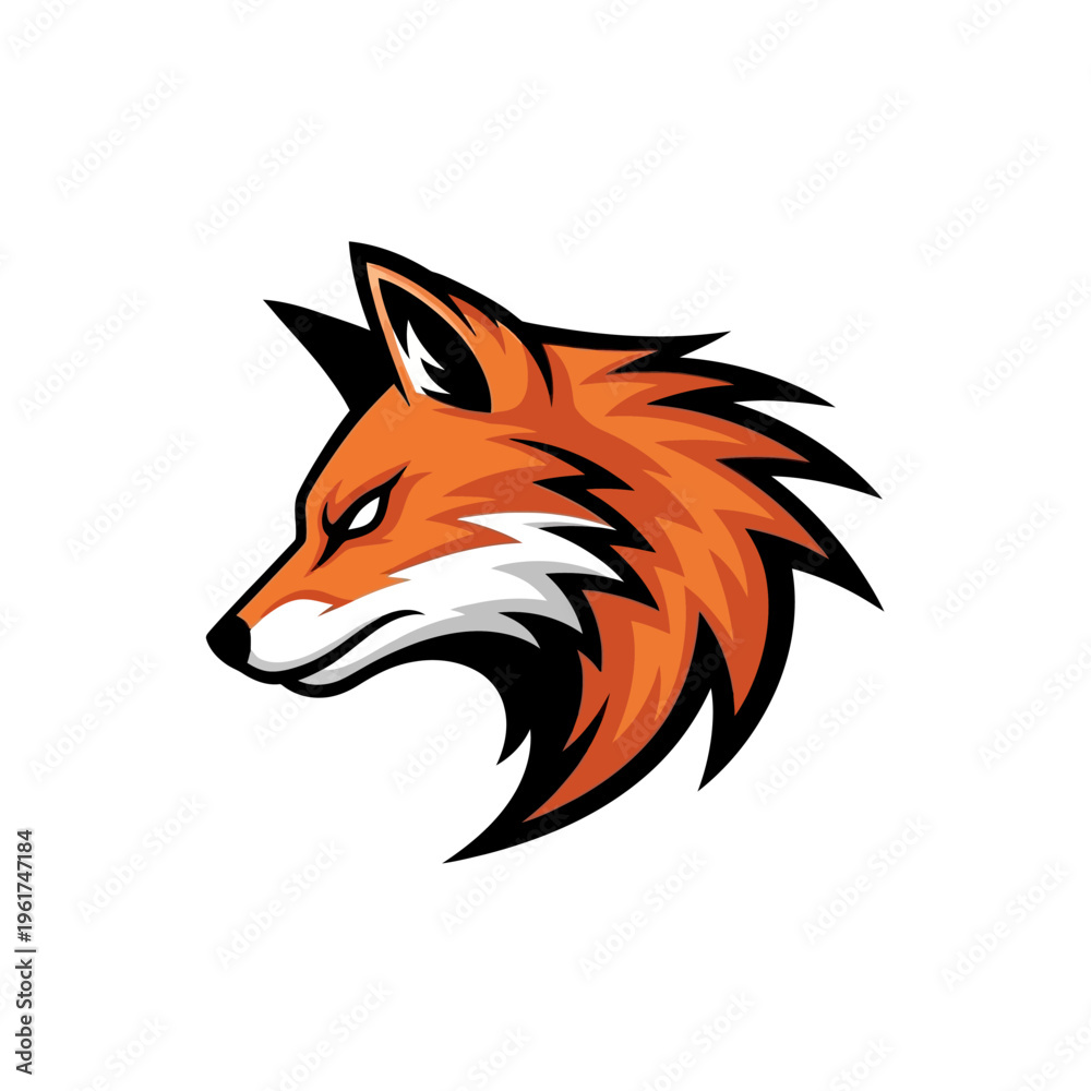 Obraz premium Fierce orange fox head mascot logo design illustration.