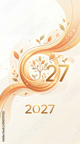 Elegance blooms as golden artistry encircles the significant year 2027, marking a future of growth and renewal