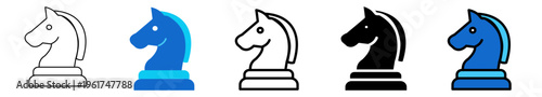Chess Knight Icon , Strategy Thinking, Leadership and Business Competition Line Vector, Outline, Filled, Glyph and Color Styles, Business and Technology UI Vector Collection