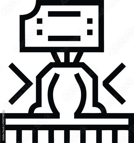 Automated Ticketing or Vending Machine Icon with Dispensing Ticket and Grated Base