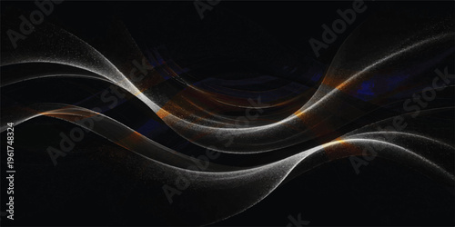 Abstract futuristic streaks of white and gold light flowing in waves on a dark background,, subtle sparkle, science fiction aesthetic, motion graphics