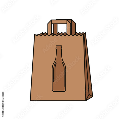 Brown paper wine bottle shopping bag.