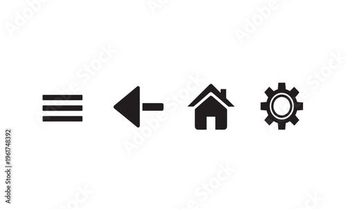 Black icons of settings and house.