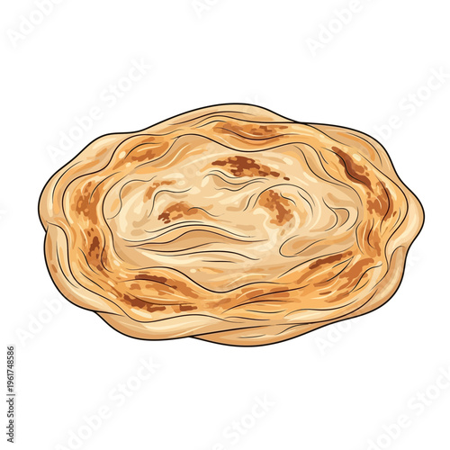 Freshly baked flatbread, hand-drawn illustration