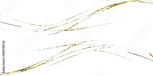 Wavy lines of golden light on a white background, abstract digital art, subtle sparkle, clean design, flowing energy