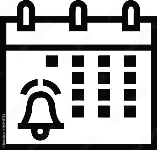 Calendar showing a ringing bell notification icon indicating an important scheduled event or alert