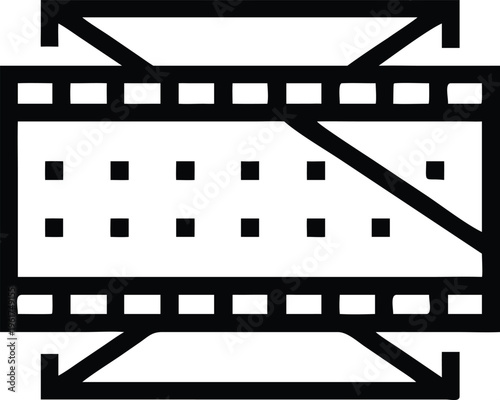 Classic film strip with perforated edges and a diagonal cut across frames