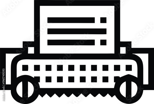 Classic typewriter machine with document for writing and publishing content