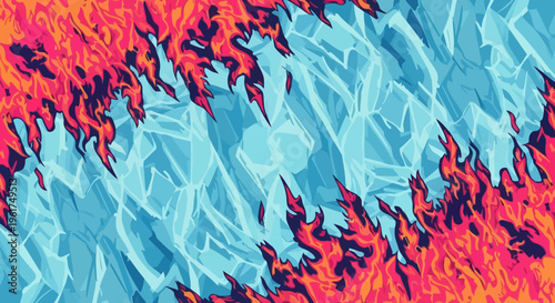 A colorful image of ice and flames