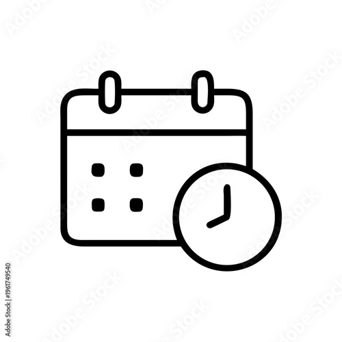 Calendar with clock showing time for planning important date appointment schedule event reminder
