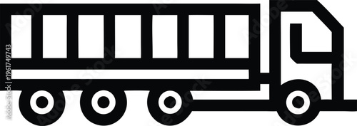 Commercial long haul cargo truck outline for heavy goods transportation logistics