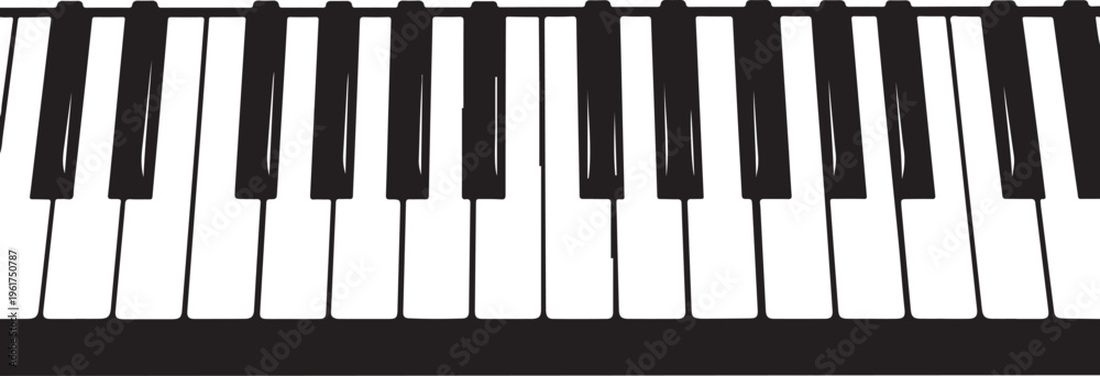 Fototapeta premium Piano keyboard, musical instrument, black and white keys, vector illustration