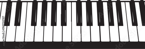 Piano keyboard, musical instrument, black and white keys, vector illustration