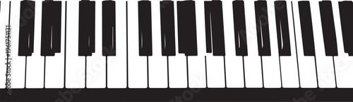 Piano keyboard, musical instrument, black and white keys, vector illustration
