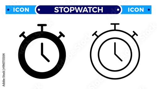 Classic Stopwatch and Precise Countdown Timer for Speed or Performance Tracking Vector Icon Set