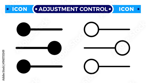 Settings Adjustment Sliders and Multimedia Control Panel Configuration Vector Icon Set