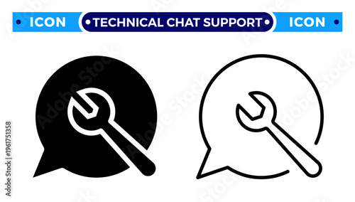 Technical Chat Support and Maintenance Service Online Query Vector Icon Set