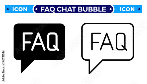 FAQ Chat Bubble and Customer Self Service Knowledge Base Vector Icon Set