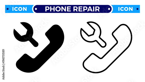 Technical Support Call and Phone Repair Maintenance Service Vector Icon Set