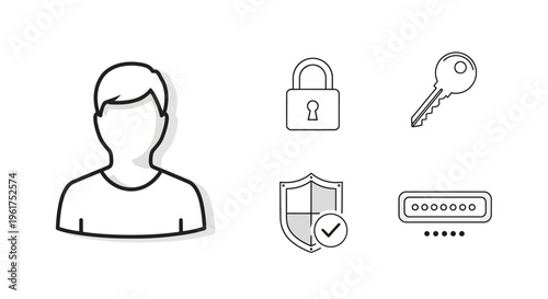 Person with security protection icons.