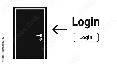 Black door with login button.