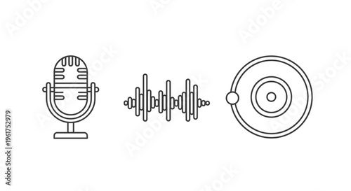 Microphone and sound wave recording music.