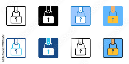 Lock icons set multiple style collection. Editable stroke 
